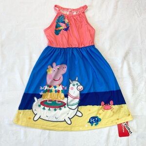 PatPat Peppa Pig Colorblock Halter Dress - Pink, Blue, Yellow, Size 3Y